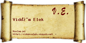 Vidám Elek névjegykártya
